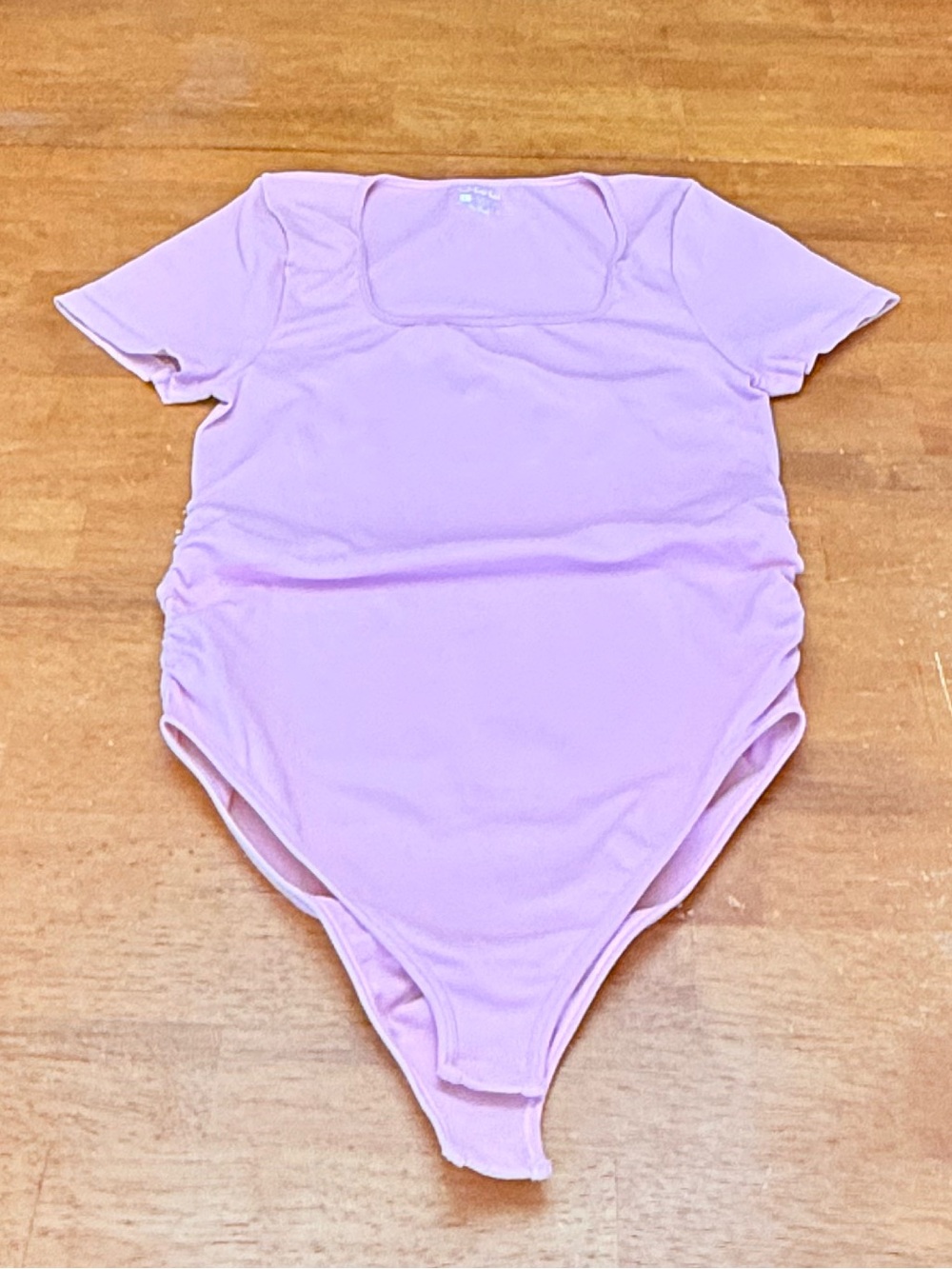 OQQ pink square neck bodysuit L